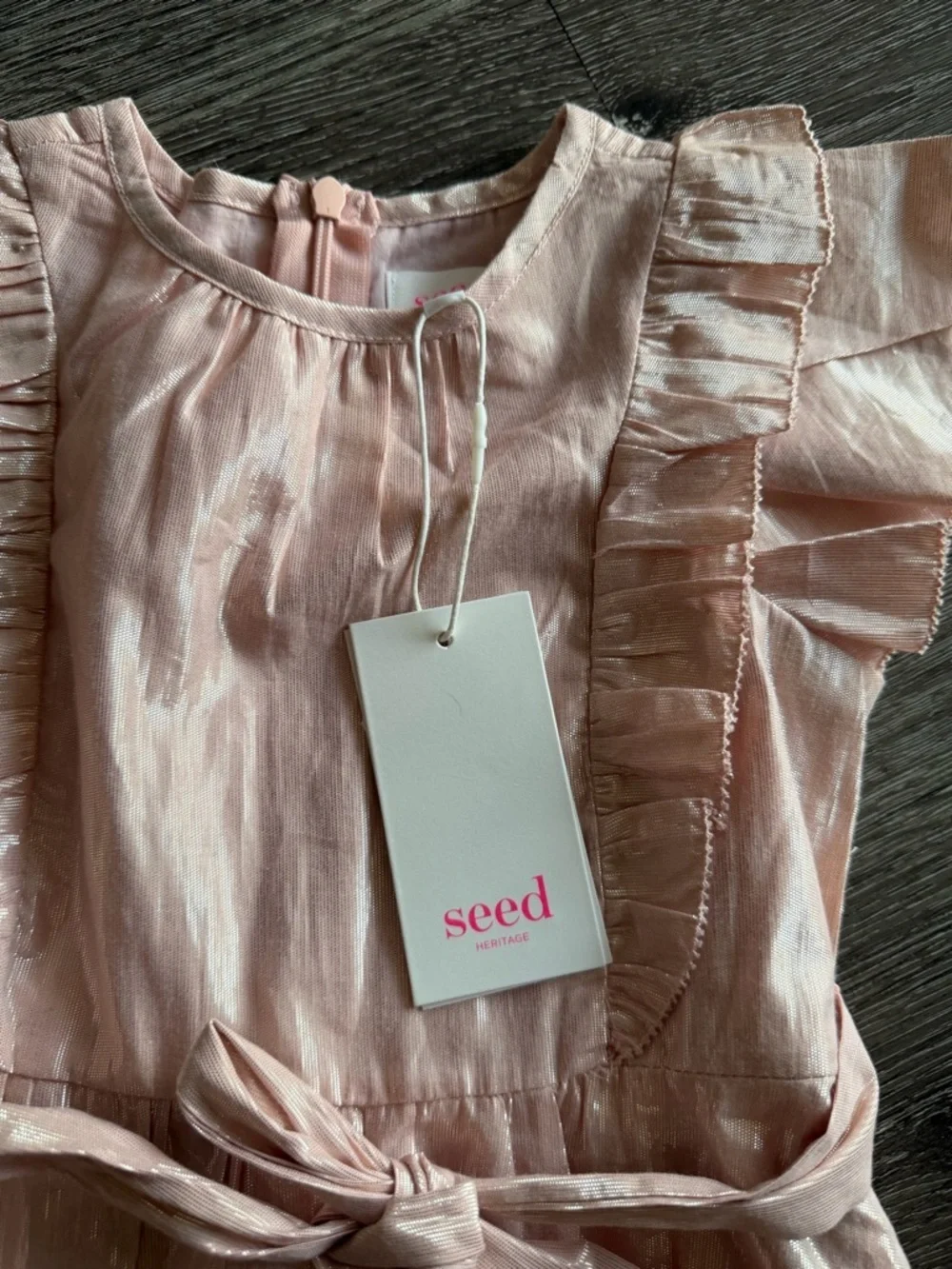 Seed Heritage Light Pink Ruffle Sleeve Cotton Dress - Picture 2 of 7